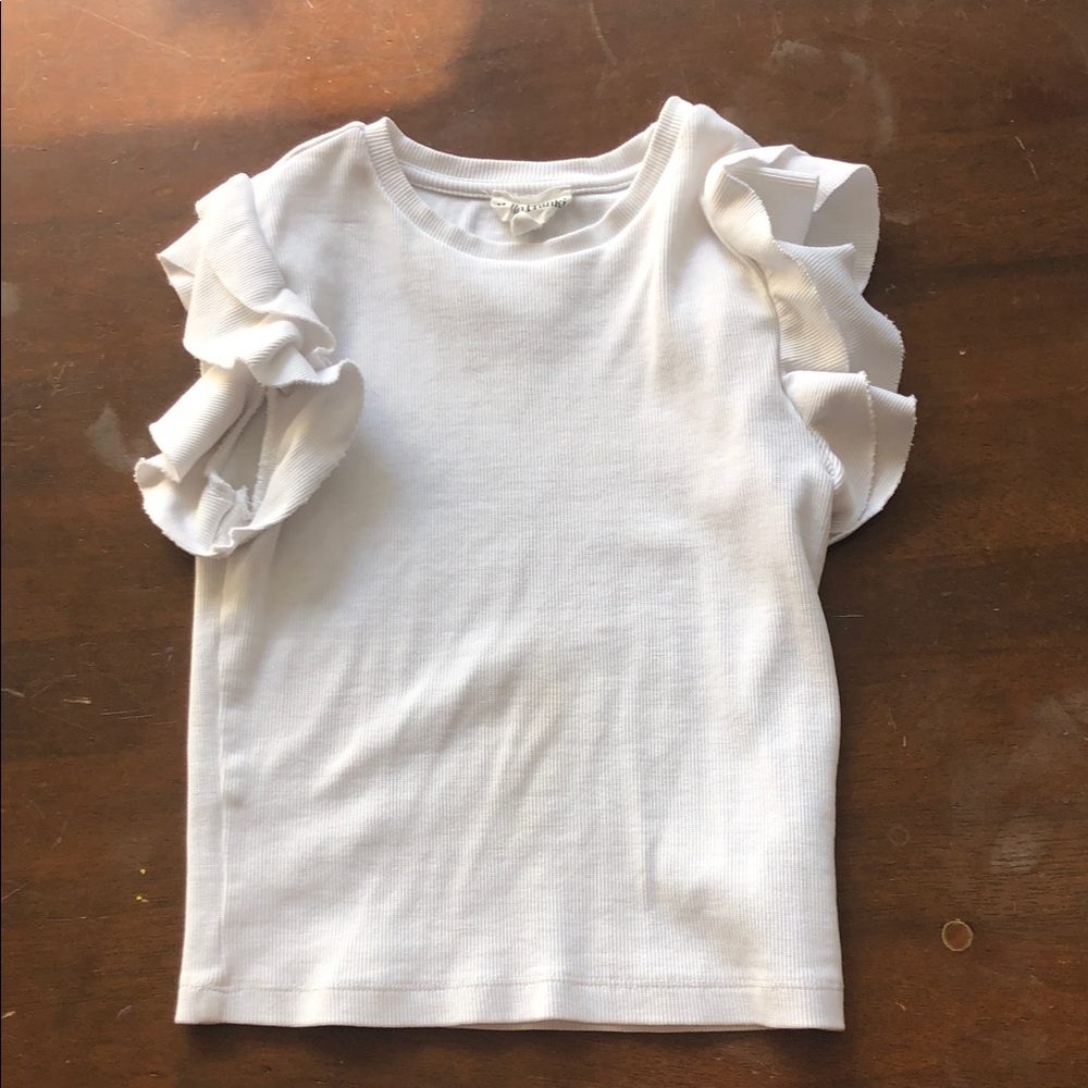 Girls Franki White Ruffle Sleeve Tee
